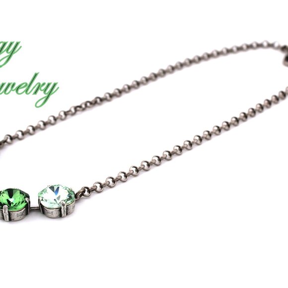 12mm Cushion Cut Green Austrian Crystal Necklace, Evergreen Spark - Picture 6 of 8